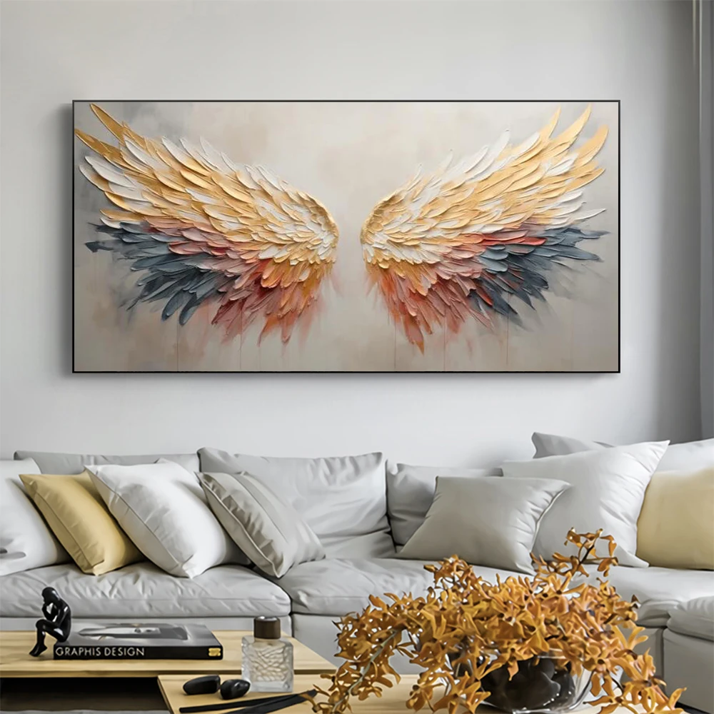 Interior Design Sketch - Kolorowy abstrakcyjny obraz olejny ze skrzydłami