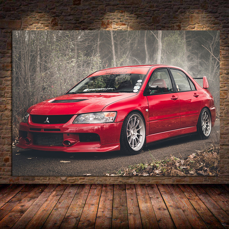 Interior Design Sketch - Supersamochód Plakaty Lancer Evo Czerwony Samochód