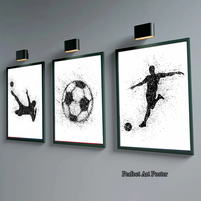 Interior Design Sketch - Akwarela Piłkarz Grający Piłkę Nożną Sport