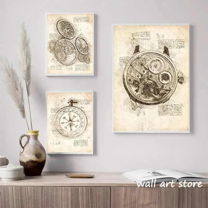 Vintage Watch Sketch Poster Ge – Interior Design Sketch recenzja i cena