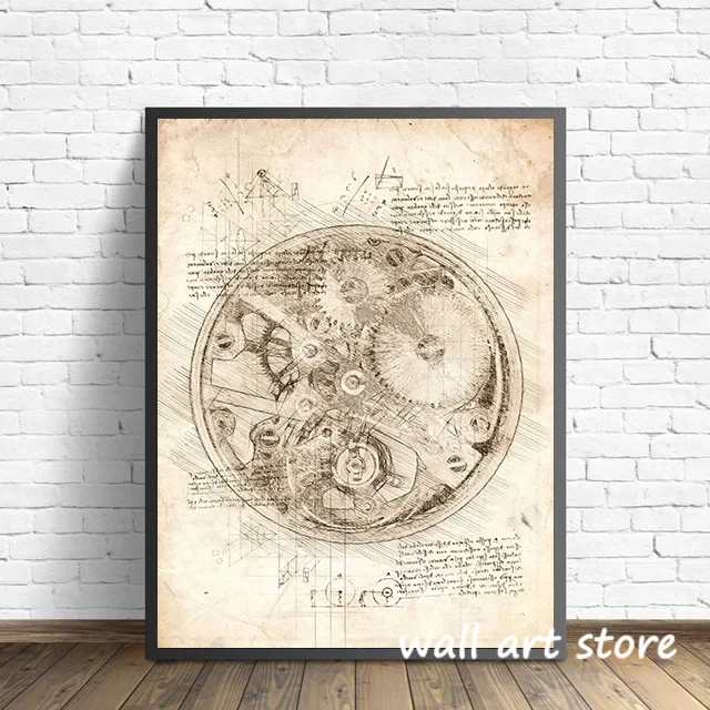 Vintage Watch Sketch Poster Ge – Interior Design Sketch recenzja i cena
