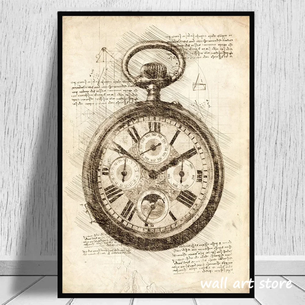 Vintage Watch Sketch Poster Ge – Interior Design Sketch recenzja i cena