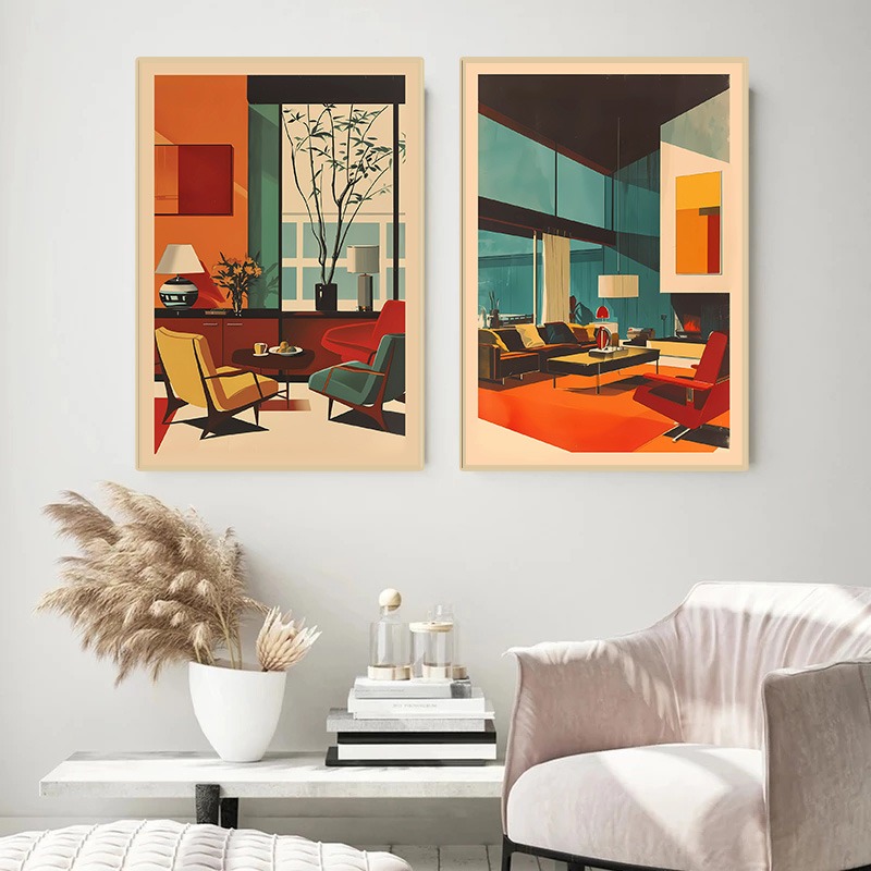 Bezramowy Vintage Plakat Archi – Interior Design Layout recenzja i cena