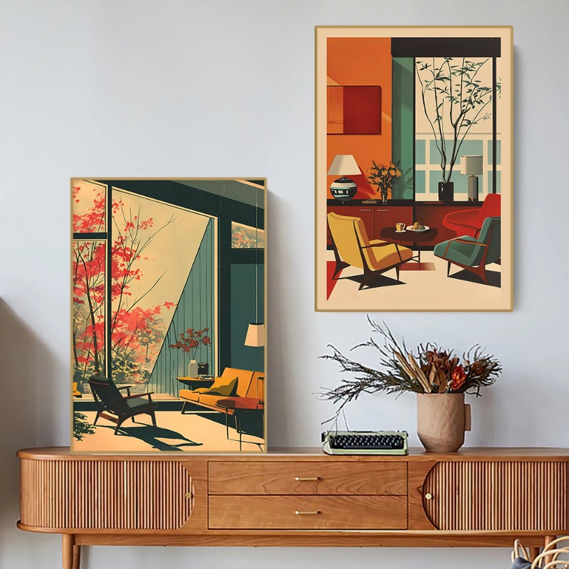 Bezramowy Vintage Plakat Archi – Interior Design Layout recenzja i cena